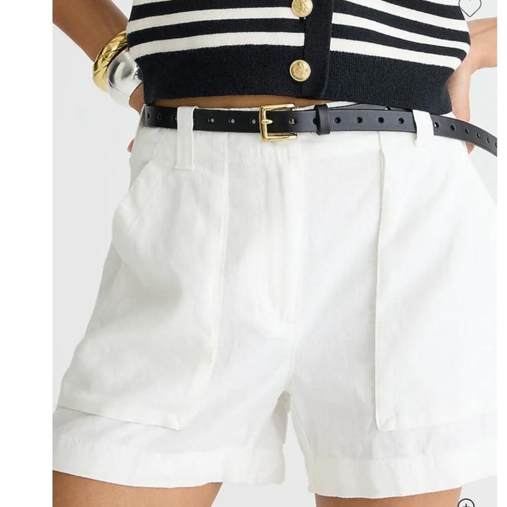 J. Crew Factory White High-Rise Linen Blend Shorts